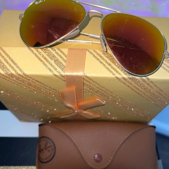 Ray Ban P sunglasses aviator women’s men’s unisex gold metal frame with case - Picture 10 of 11